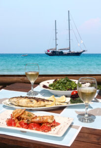 Gourmet seafood dishes with ocean view at SKHAI luxury real estate