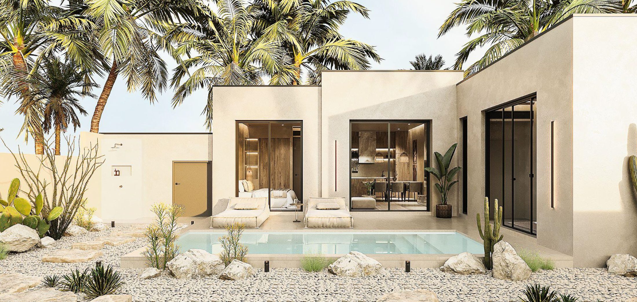 Modern patio and pool at Sunrise Lake Phuket villa