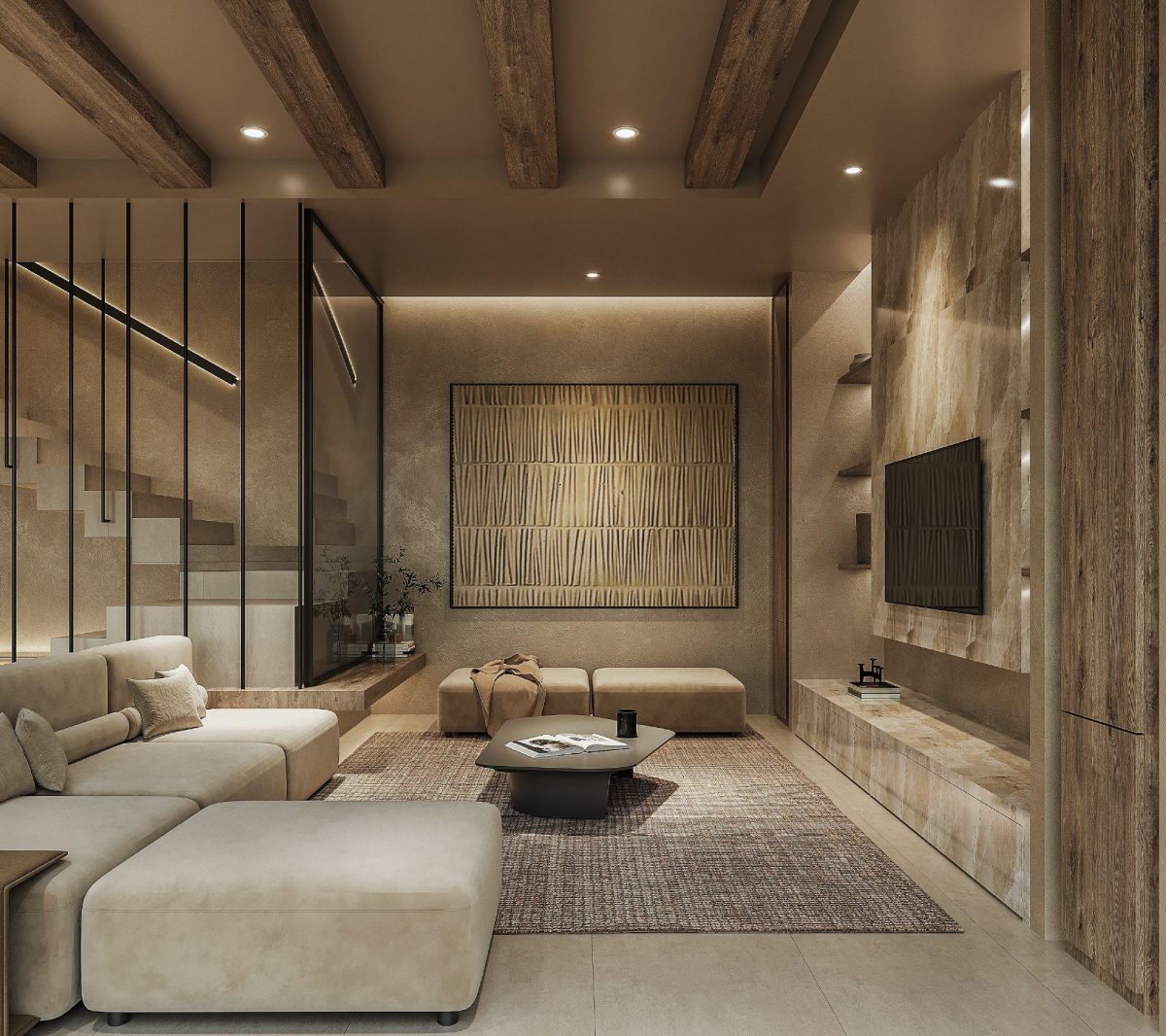 Elegant living area in Sunrise Lake Phuket villa