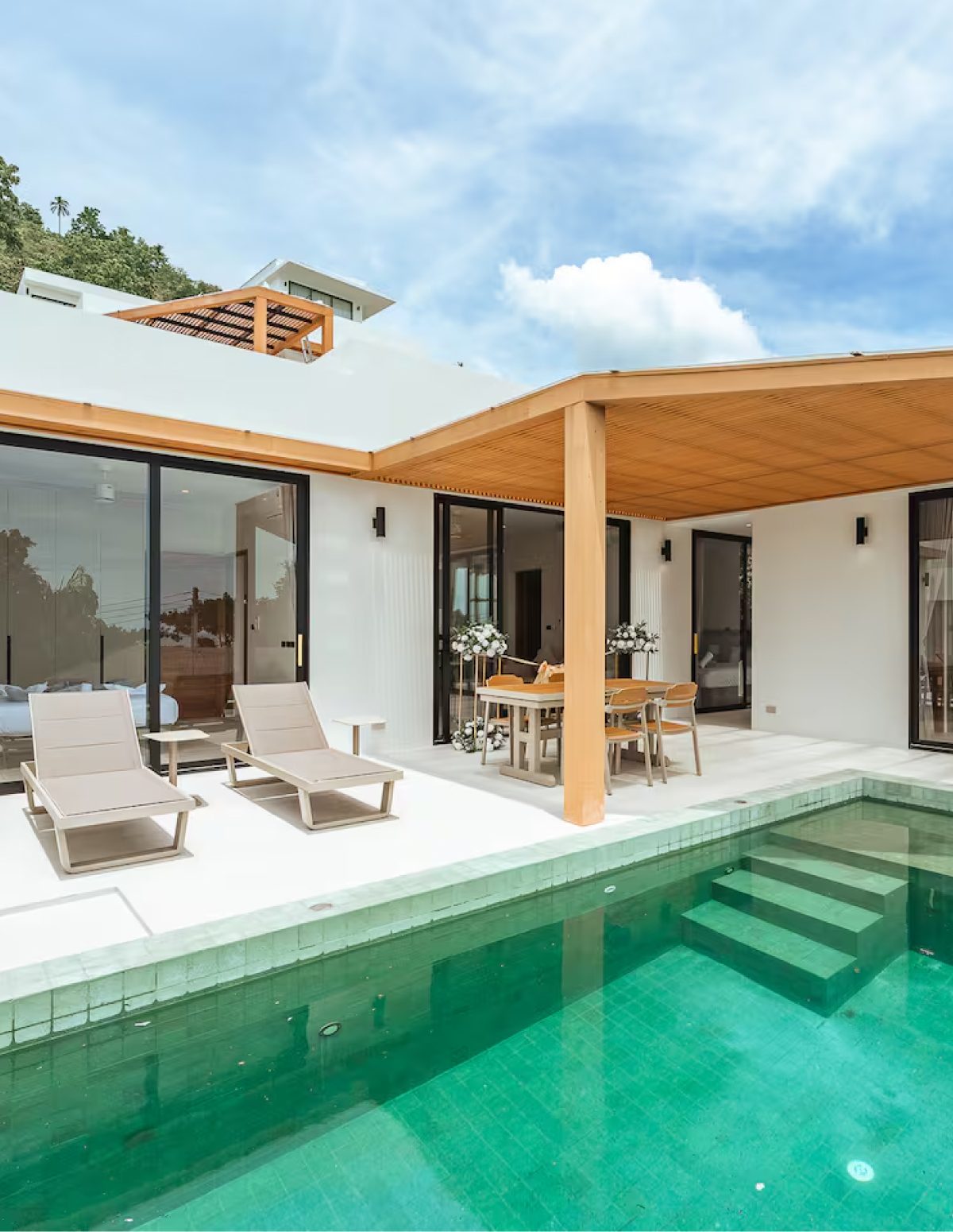 Luxury pool villa at Sunrise Palms Koh Samui with modern terrace