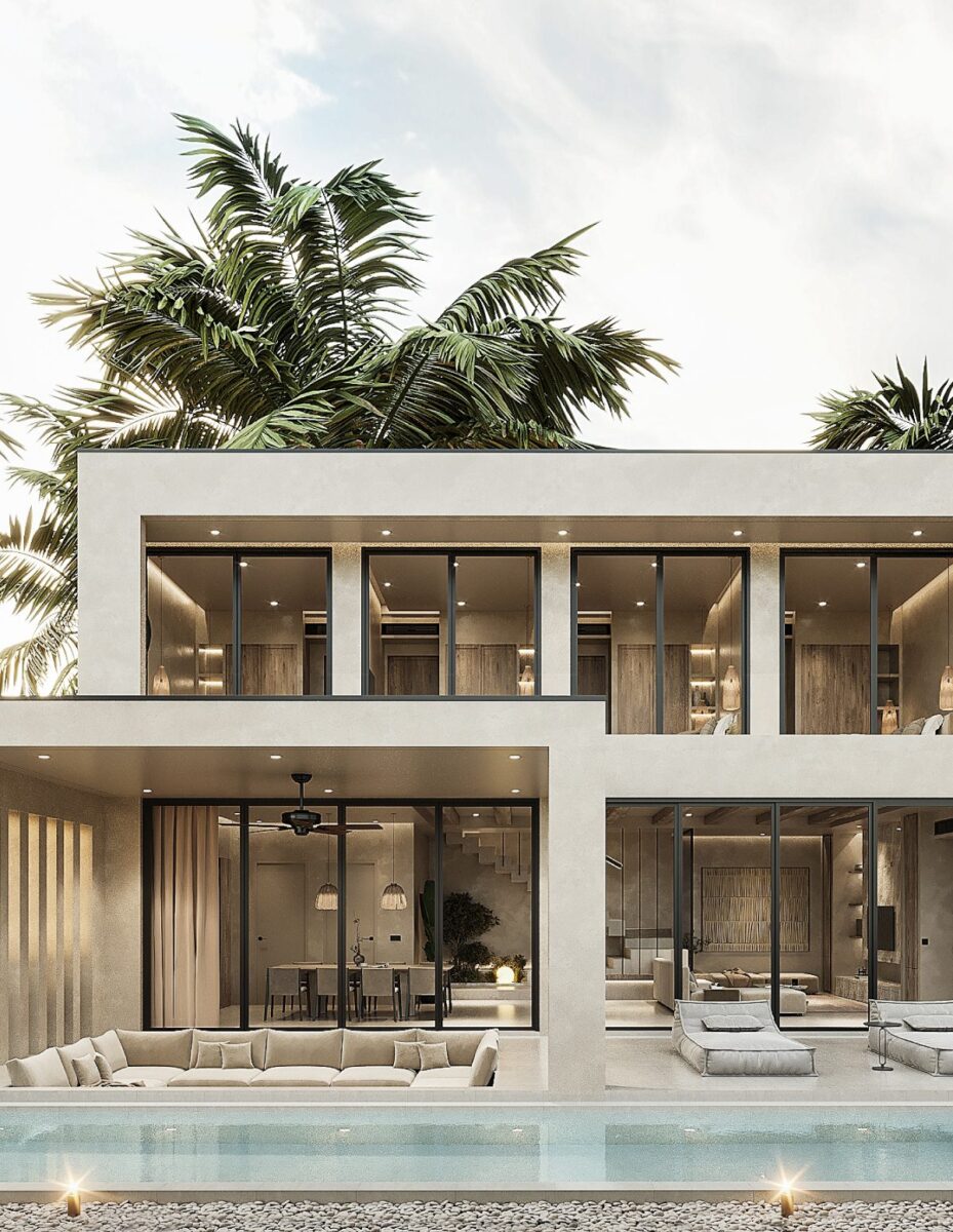Villa Quattro Sunrise Lake Phuket modern facade with pool