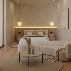 Elegant bedroom interior at Sunrise Lake Phuket villa