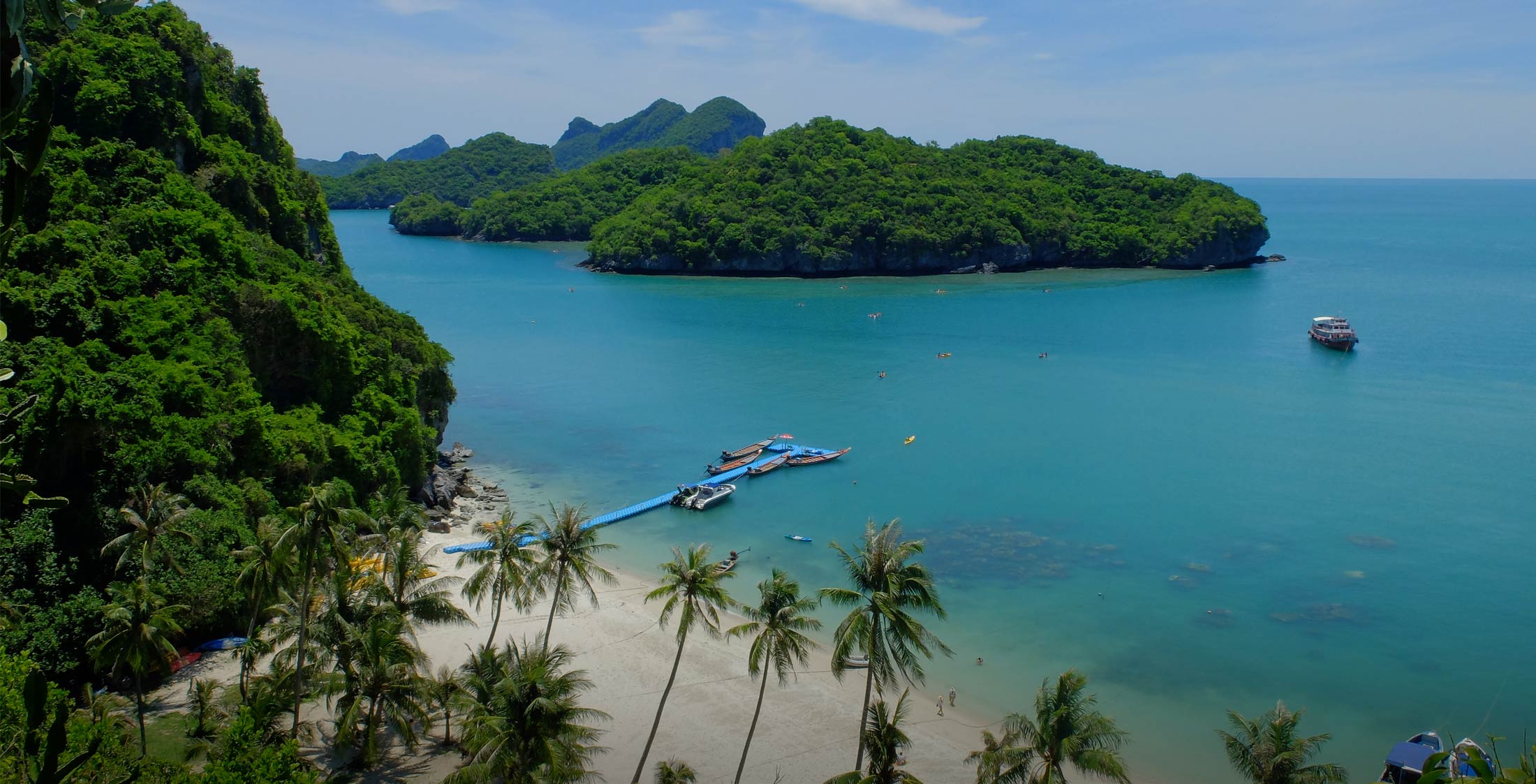 Aerial view of lush islands and beach for Home > Destinations slider