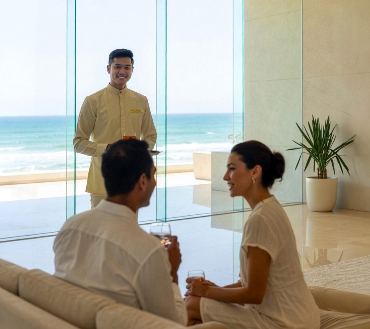 Living area with ocean view at Sunrise Garden Bangtao Phuket