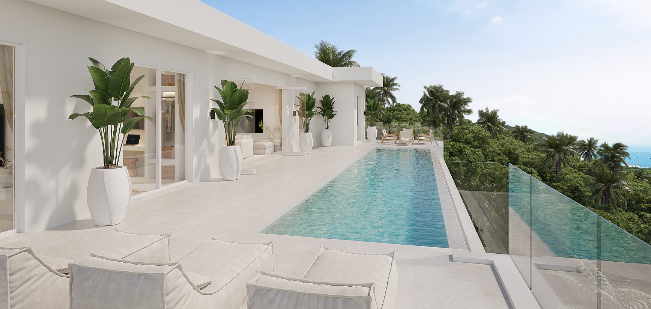 Infinity pool terrace at Sunrise Hills sea view villas Koh Samui