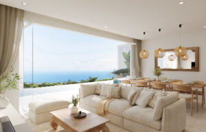 Bright living area in sea view villas Koh Samui with panoramic ocean views