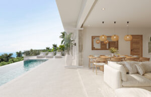 Open terrace of sea view villas Koh Samui overlooking infinity pool