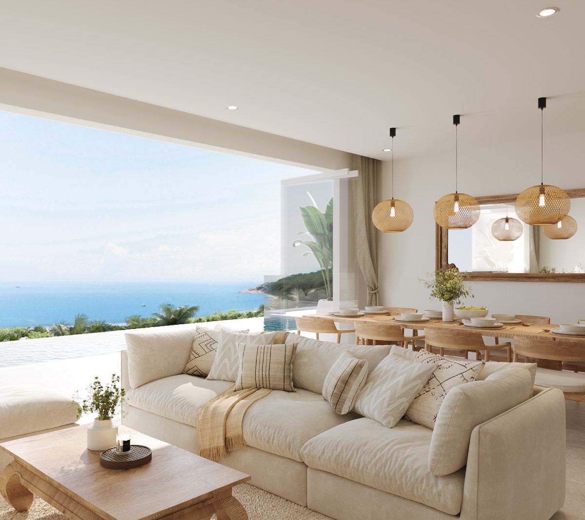 Spacious lounge with sea views at Sunrise Hills Koh Samui