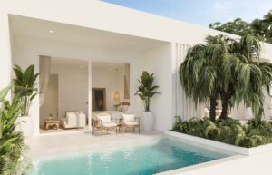 Modern sea view suites Chaweng Noi Samui with private pool and lush greenery.