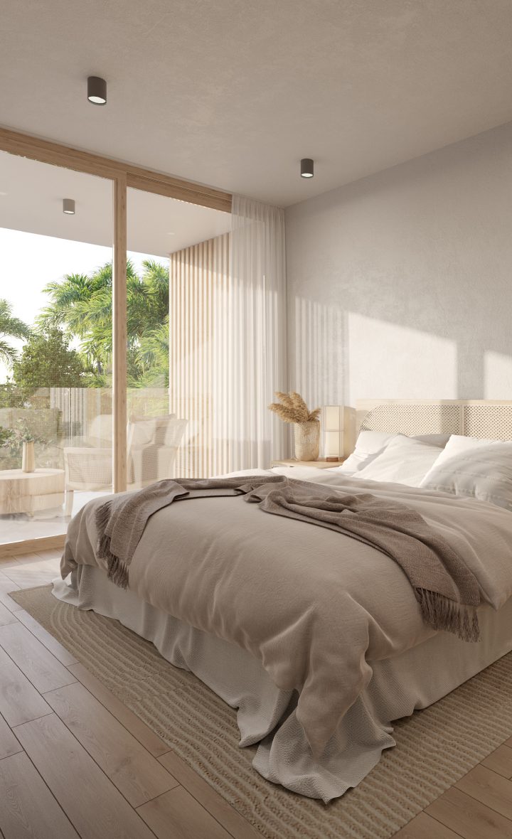 Cozy bedroom in luxury pool villas Phuket with natural light