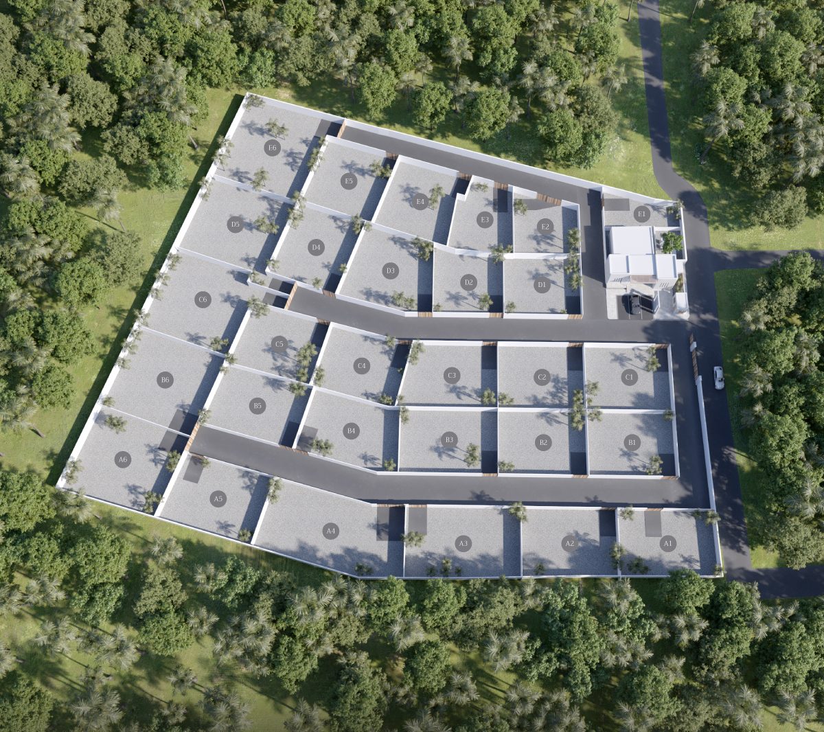 Aerial view of Sunrise Valley luxury villas layout in Phuket