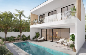 Elegant outdoor space of luxury pool villas Phuket featuring a serene pool and lush greenery
