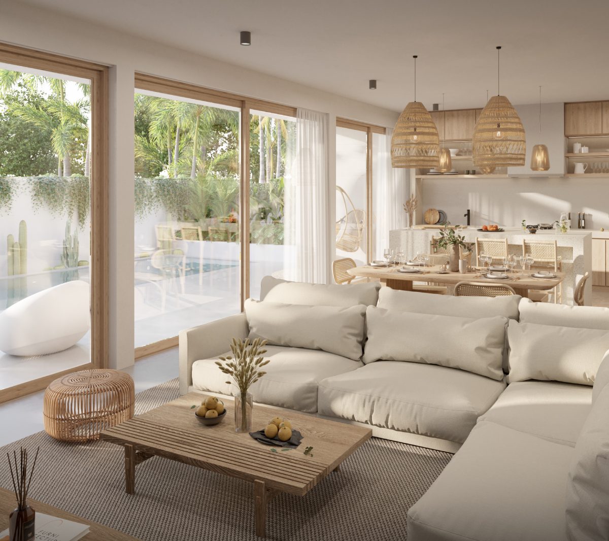 Open-plan living area with pool view at Sunrise Valley Phuket