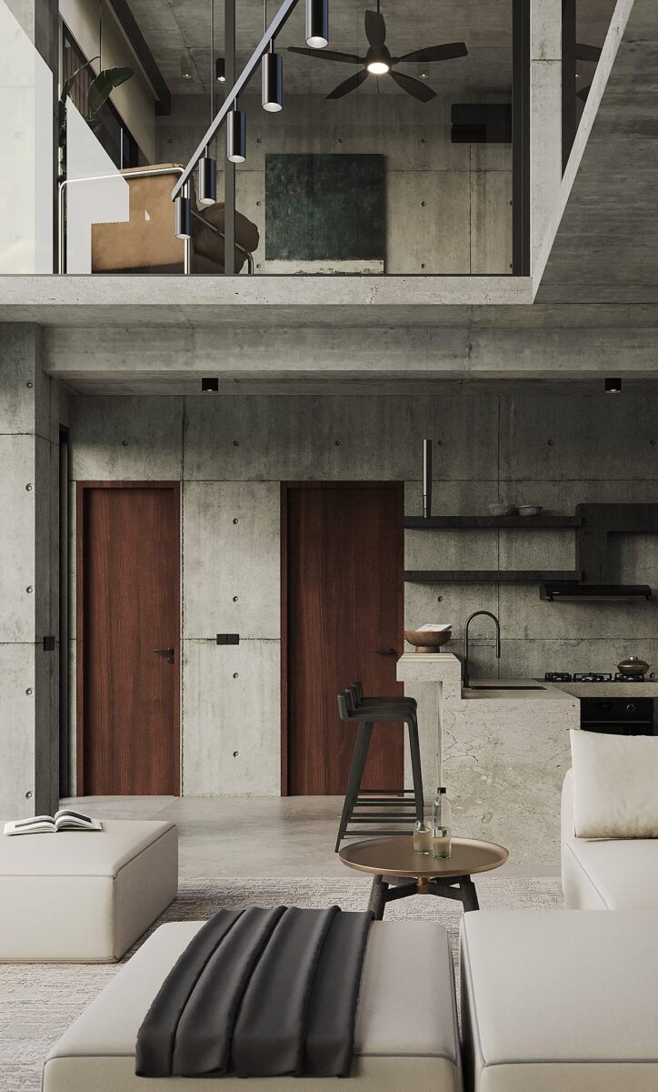 Stylish interior of luxury private villas Bali with modern design.