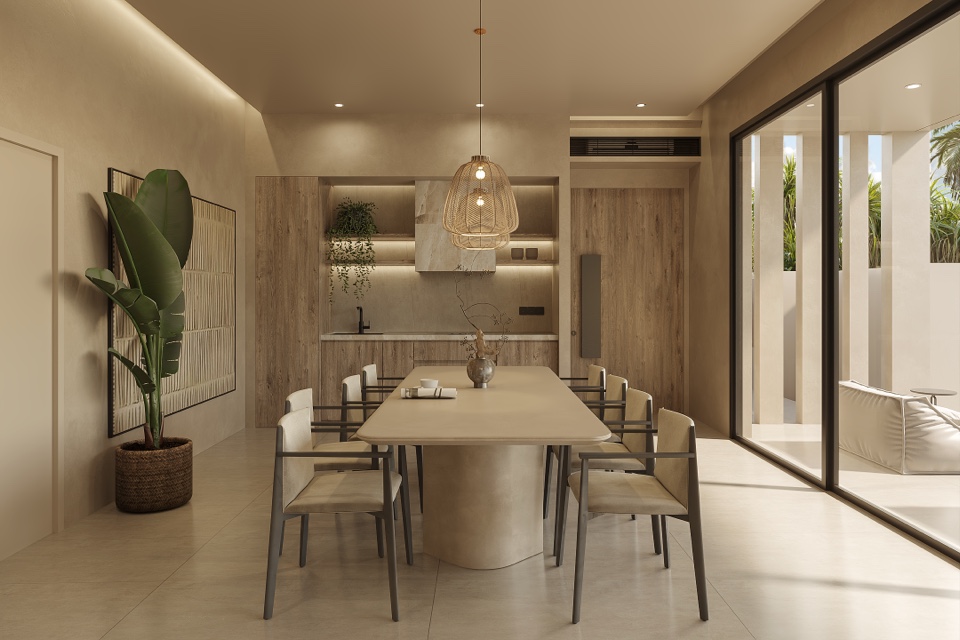 Holiday home in Phuket — dining area with tropical landscape views